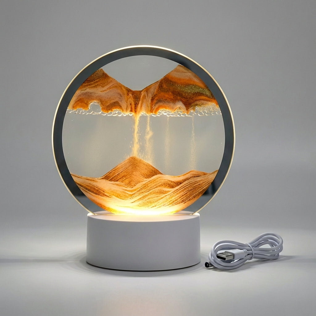 Sand Art Lamp Glass 25.0 cm x 20.0 cm LED Mood Lighting Bedroom Desk Decoration Scandinavian Living Room | Thomler