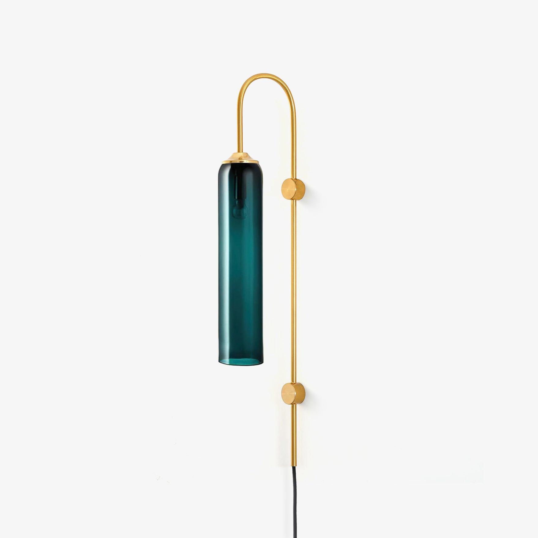 Wall Lamp Glass Cylinder 59 in Cord Gold Bedroom Living Room Plug In Sconce Modern Accent Lighting | Thomler