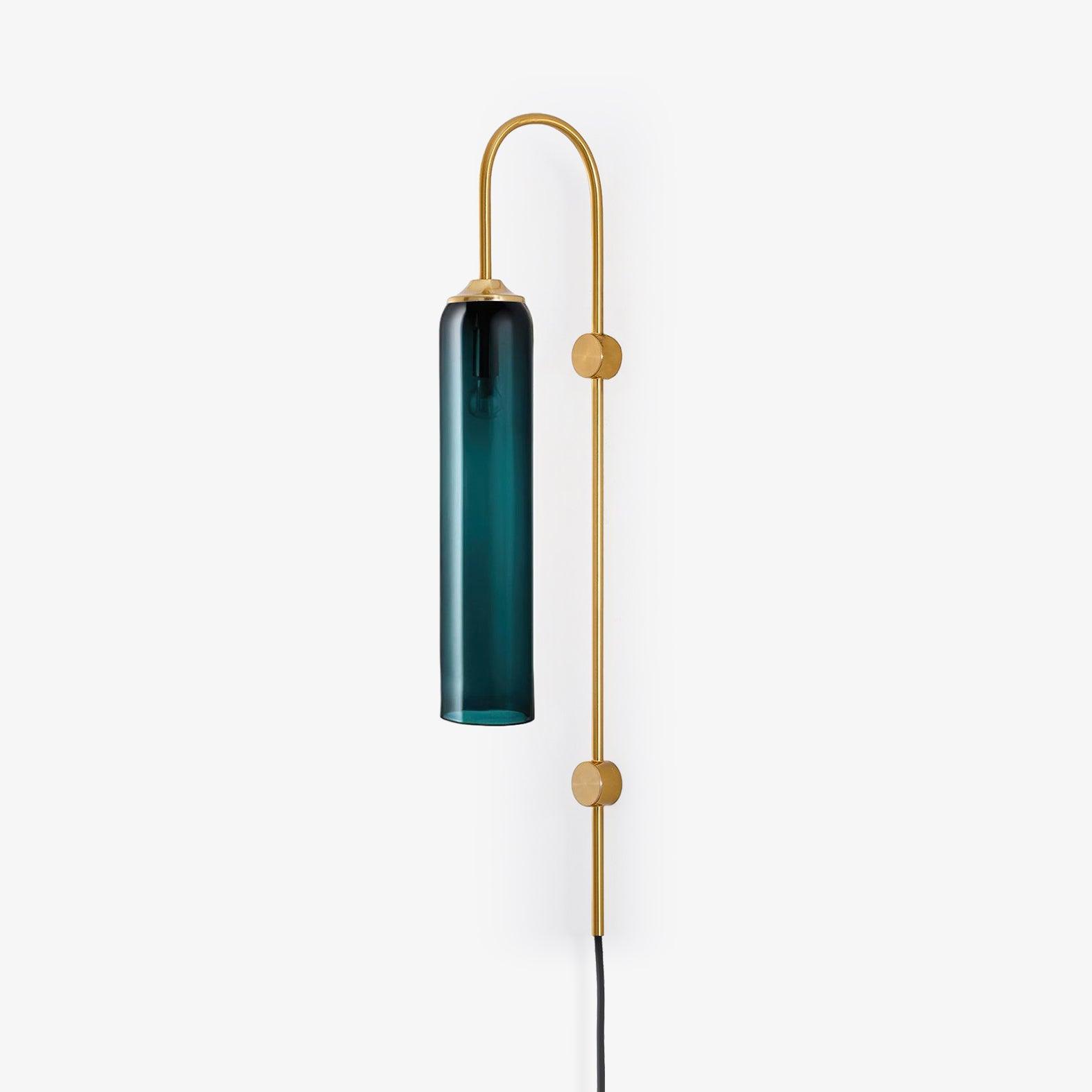 Wall Lamp Glass Cylinder 59 in Cord Gold Bedroom Living Room Plug In Sconce Modern Accent Lighting | Thomler