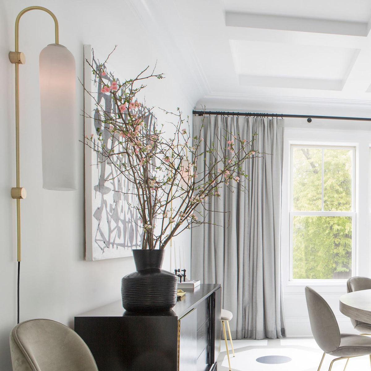Wall Lamp Glass Cylinder 59 in Cord Gold Bedroom Living Room Plug In Sconce Modern Accent Lighting | Thomler