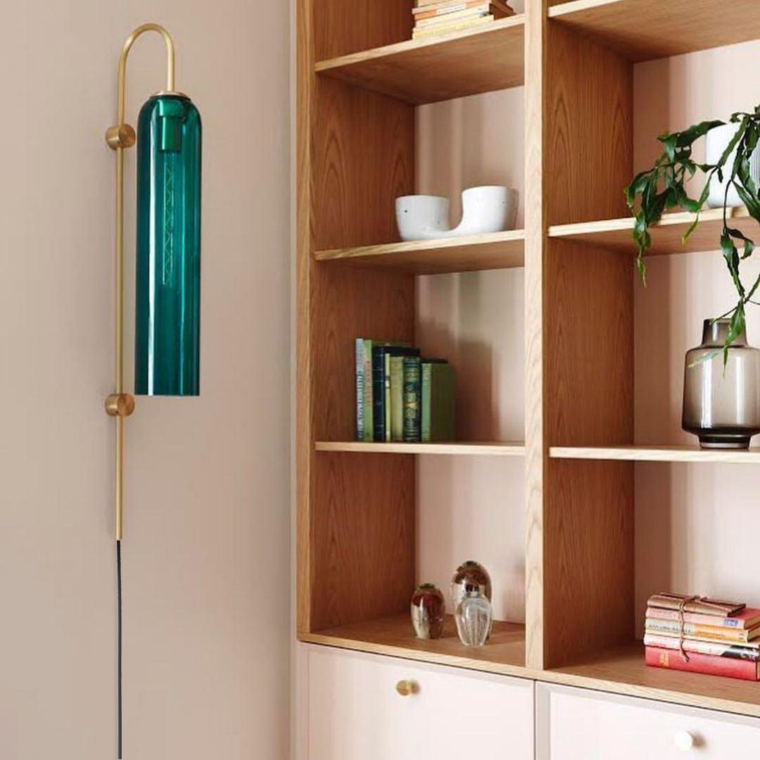 Wall Lamp Glass Cylinder 59 in Cord Gold Bedroom Living Room Plug In Sconce Modern Accent Lighting | Thomler