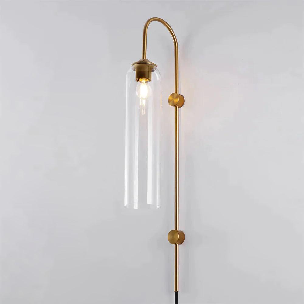 Wall Lamp Glass Cylinder 59 in Cord Gold Bedroom Living Room Plug In Sconce Modern Accent Lighting | Thomler