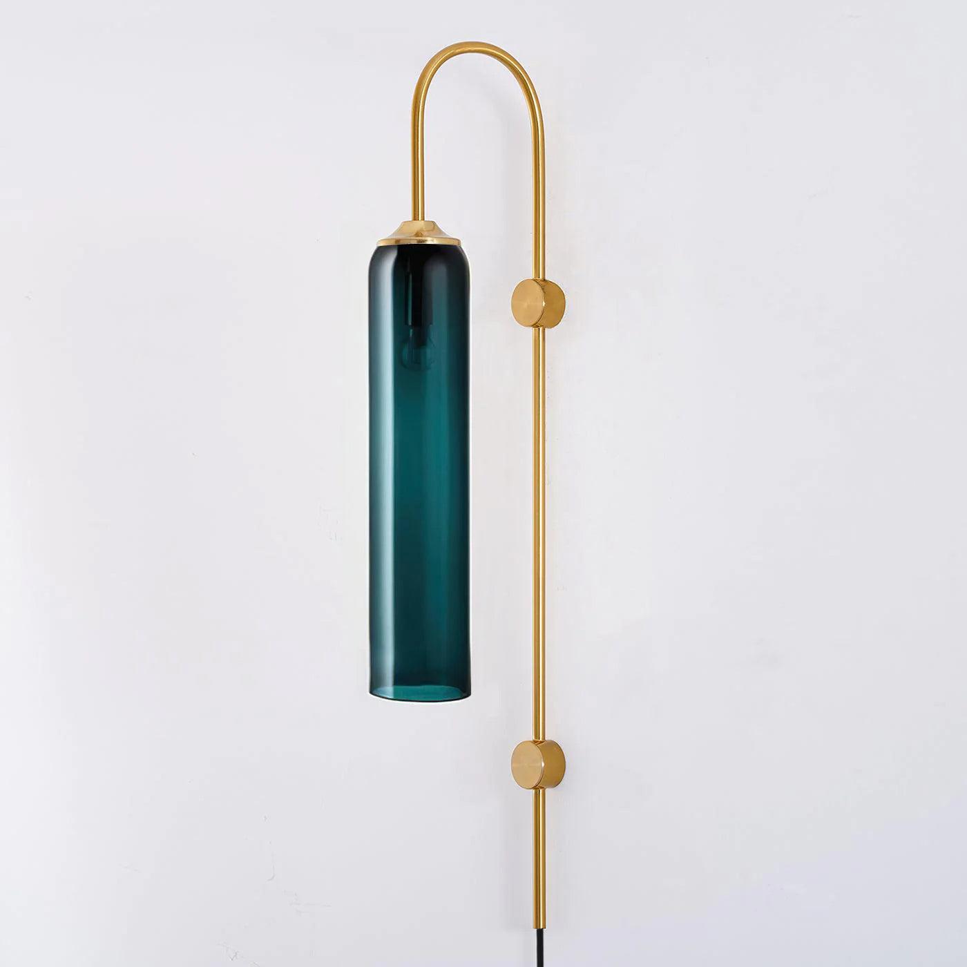 Wall Lamp Glass Cylinder 59 in Cord Gold Bedroom Living Room Plug In Sconce Modern Accent Lighting | Thomler