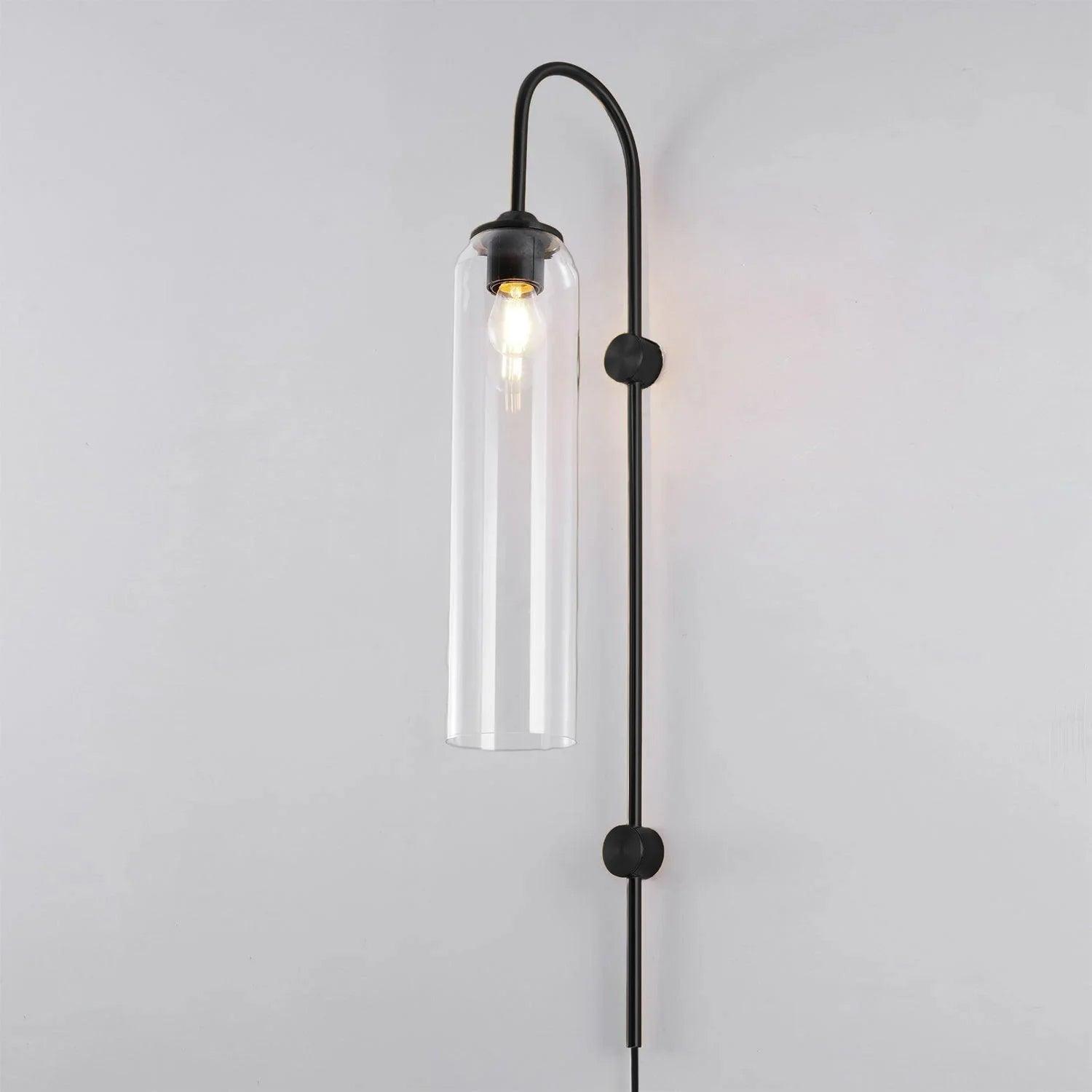 Wall Lamp Glass Cylinder 59 in Cord Gold Bedroom Living Room Plug In Sconce Modern Accent Lighting | Thomler