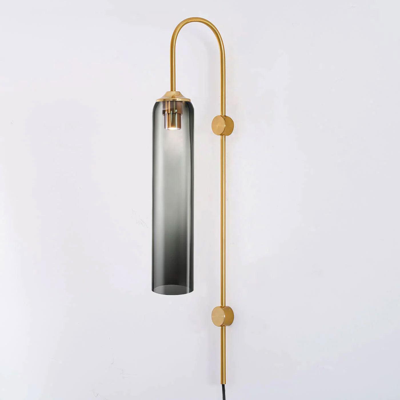 Wall Lamp Glass Cylinder 59 in Cord Gold Bedroom Living Room Plug In Sconce Modern Accent Lighting | Thomler