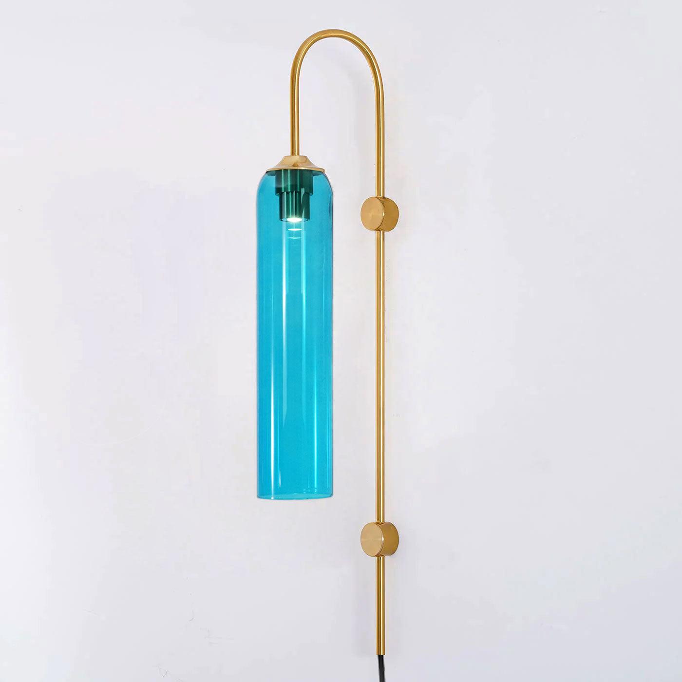 Wall Lamp Glass Cylinder 59 in Cord Gold Bedroom Living Room Plug In Sconce Modern Accent Lighting | Thomler