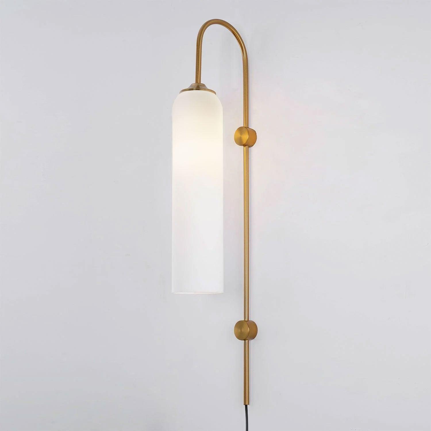 Wall Lamp Glass Cylinder 59 in Cord Gold Bedroom Living Room Plug In Sconce Modern Accent Lighting | Thomler