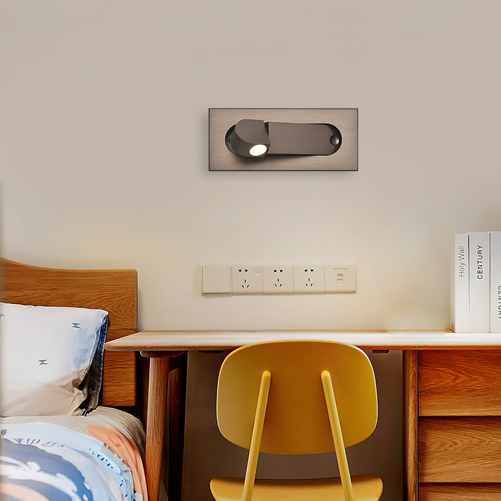 Aluminum Wall Reading Light 7.5 in Adjustable LED Bedside Bedroom Directional Lamp Flush Mount Push Switch | Thomler
