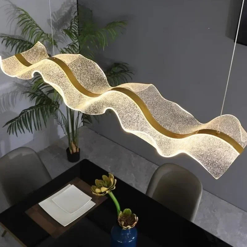 Contemporary Flowing Acrylic LED Ceiling Fixture with Satin Brass Finish | Thomler