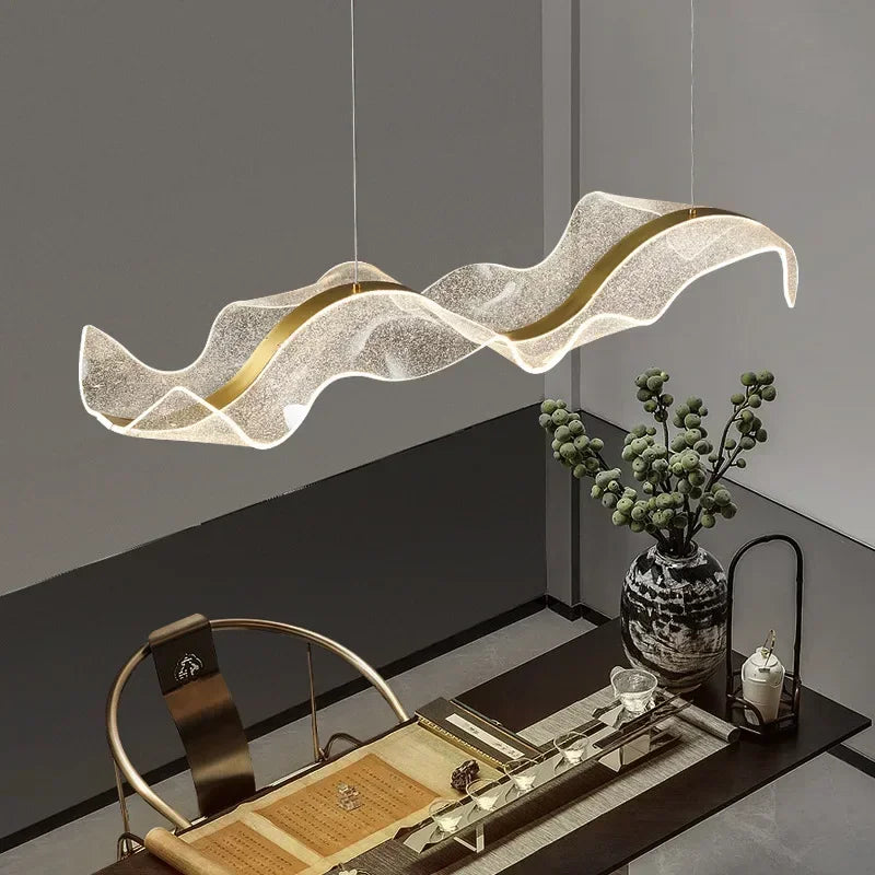 Contemporary Flowing Acrylic LED Ceiling Fixture with Satin Brass Finish | Thomler