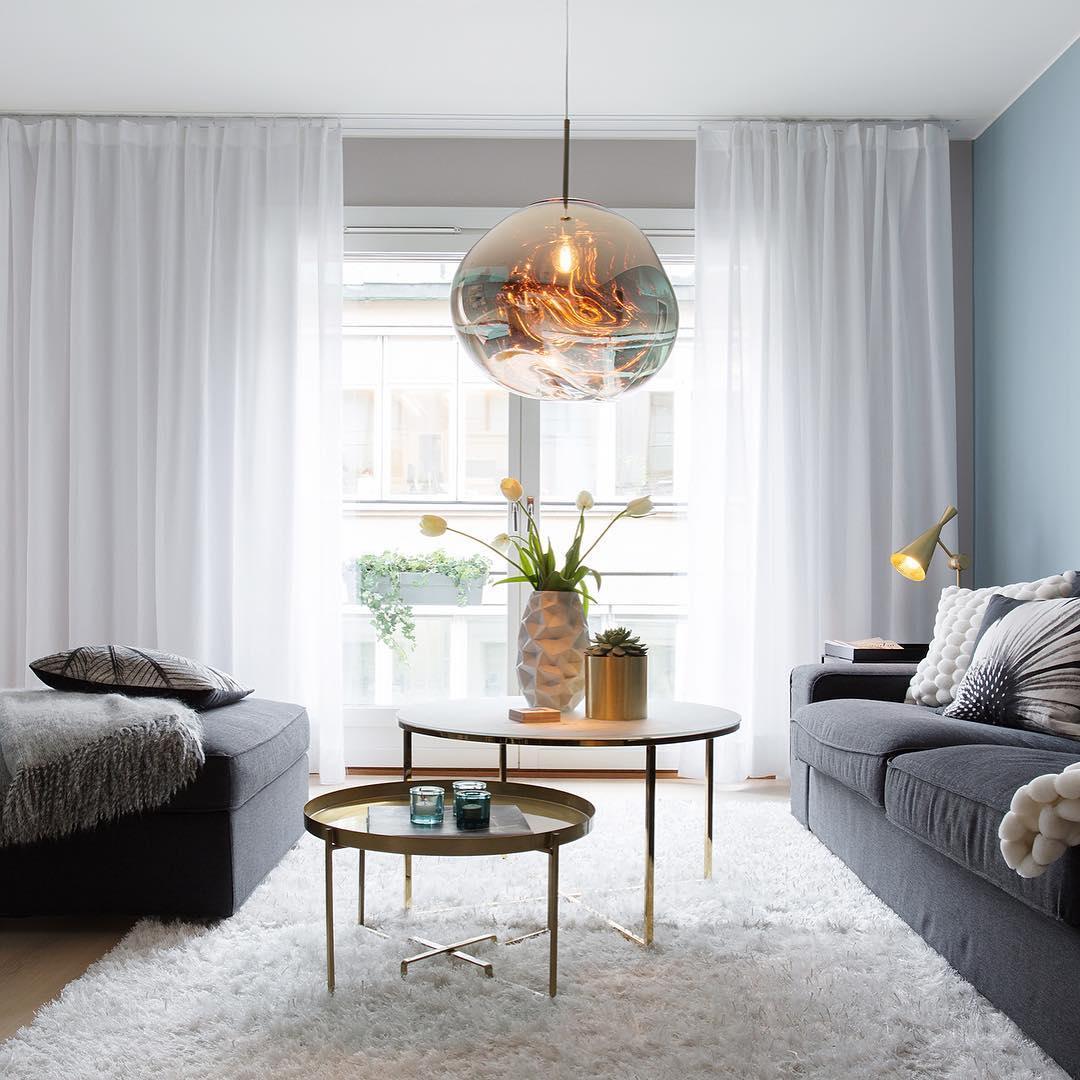 Modern Lava Pendant Lamp 7 in Copper Chrome Gold Ceiling Dining Lighting Mirror Effect Hanging Fixture | Thomler