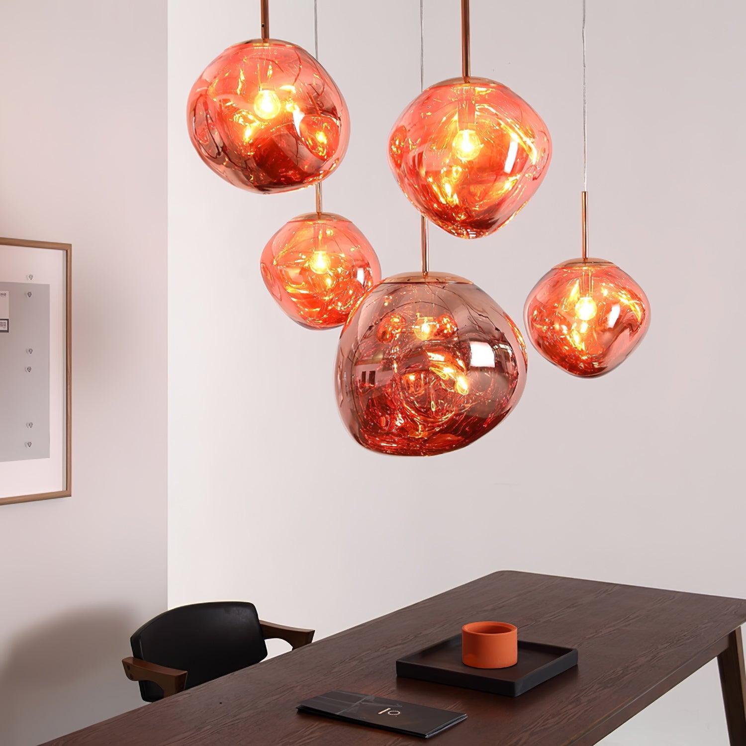 Modern Lava Pendant Lamp 7 in Copper Chrome Gold Ceiling Dining Lighting Mirror Effect Hanging Fixture | Thomler
