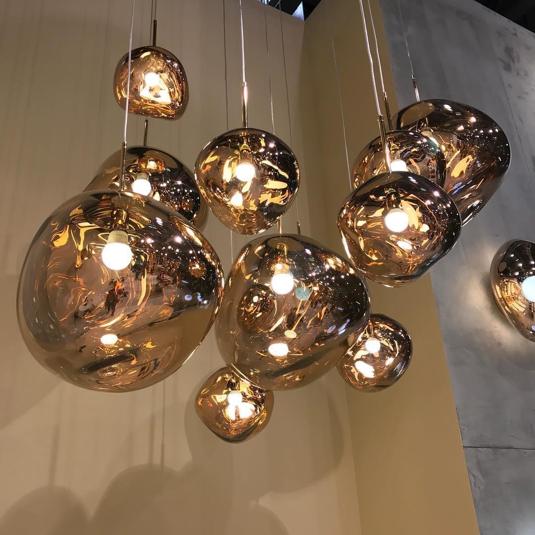 Modern Lava Pendant Lamp 7 in Copper Chrome Gold Ceiling Dining Lighting Mirror Effect Hanging Fixture | Thomler