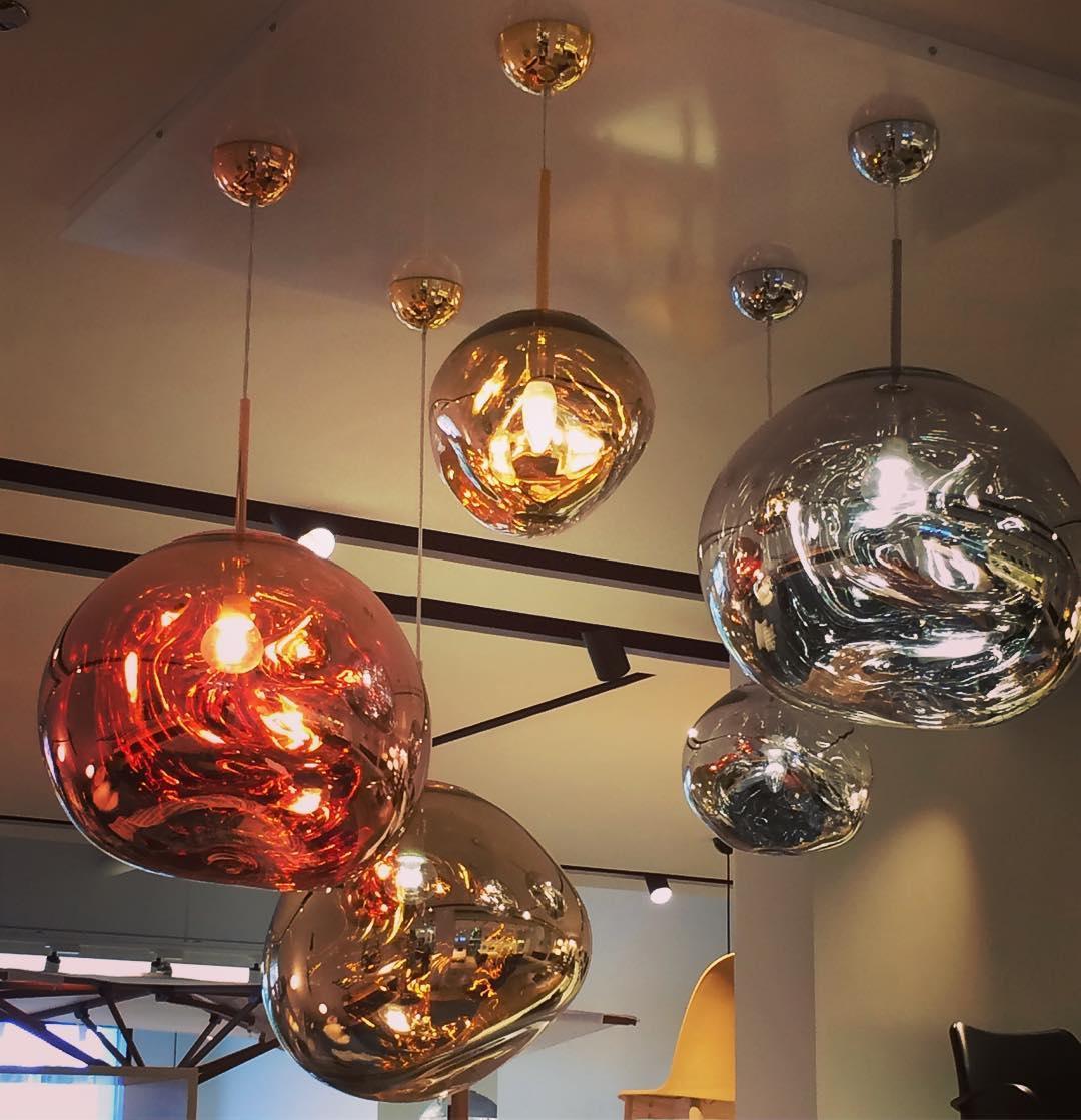 Modern Lava Pendant Lamp 7 in Copper Chrome Gold Ceiling Dining Lighting Mirror Effect Hanging Fixture | Thomler