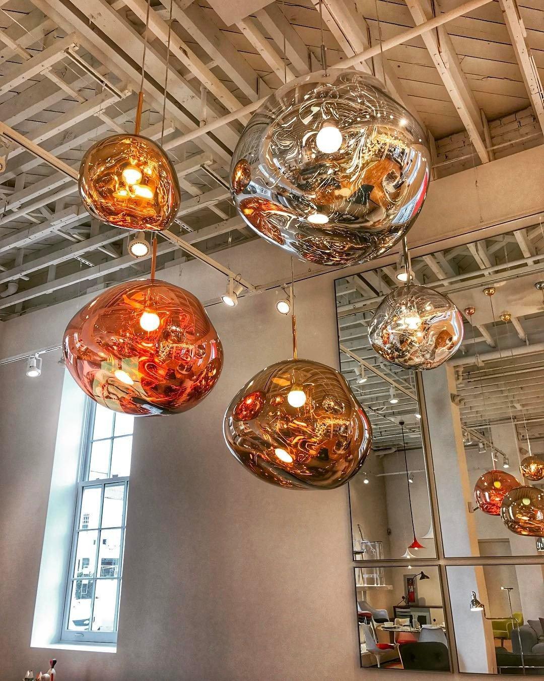 Modern Lava Pendant Lamp 7 in Copper Chrome Gold Ceiling Dining Lighting Mirror Effect Hanging Fixture | Thomler