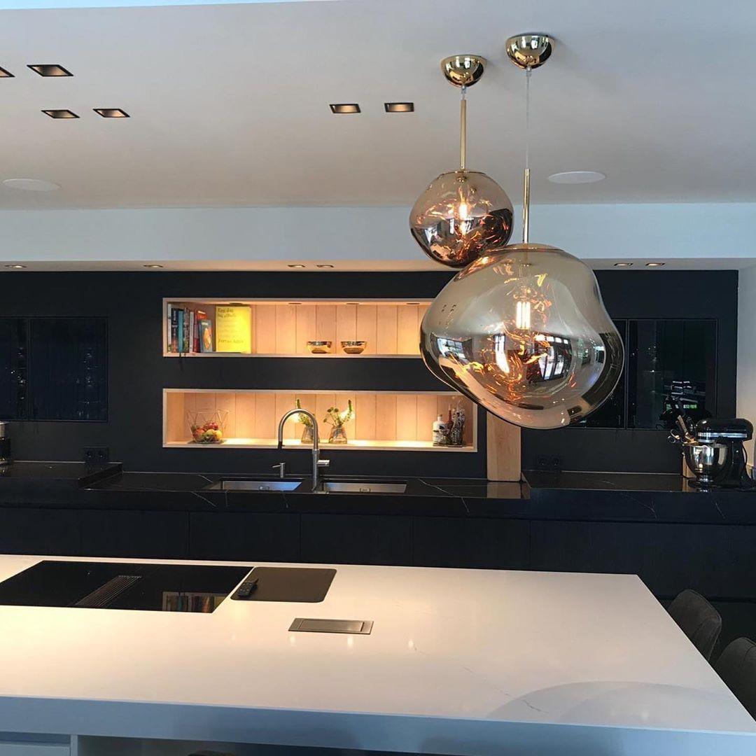 Modern Lava Pendant Lamp 7 in Copper Chrome Gold Ceiling Dining Lighting Mirror Effect Hanging Fixture | Thomler