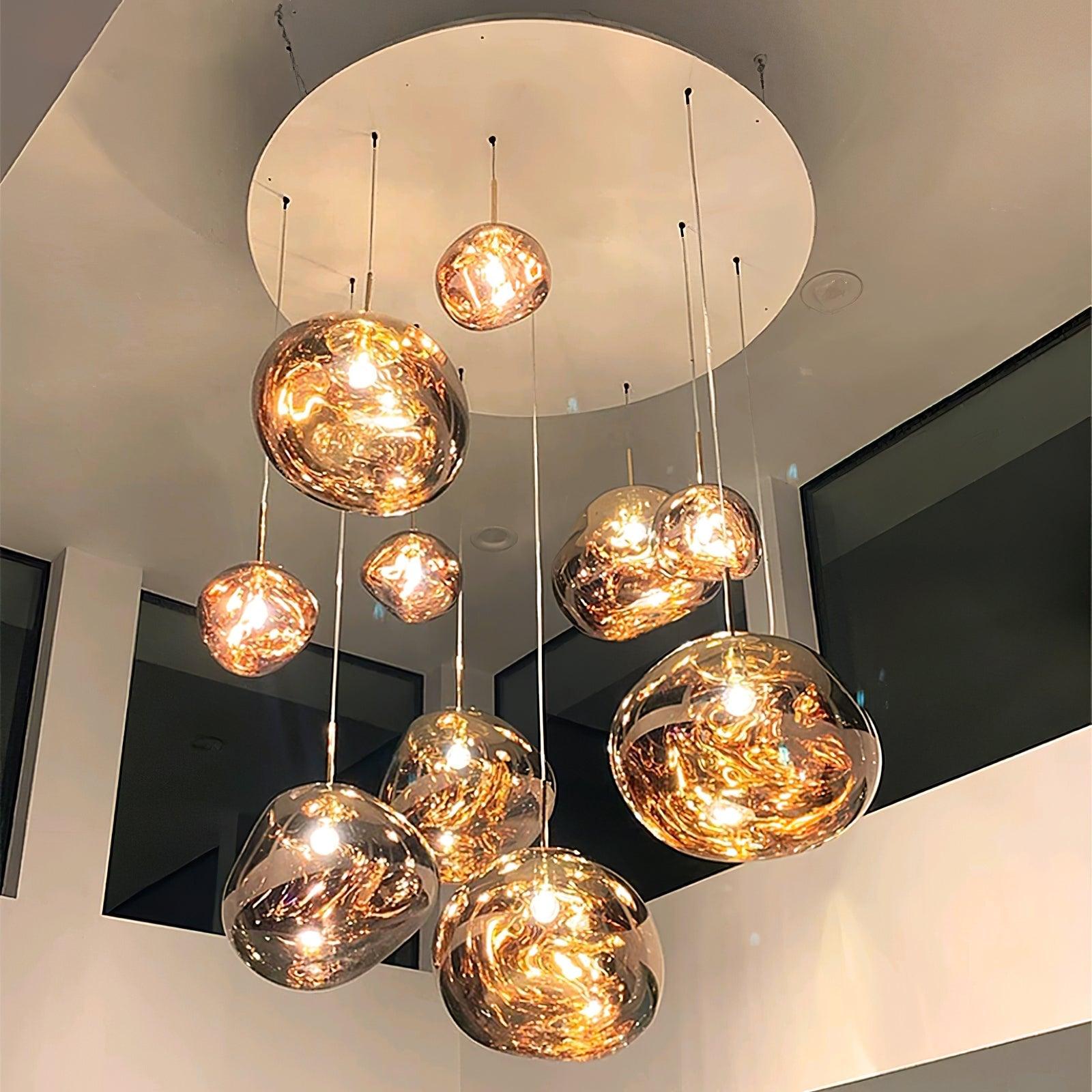 Modern Lava Pendant Lamp 7 in Copper Chrome Gold Ceiling Dining Lighting Mirror Effect Hanging Fixture | Thomler