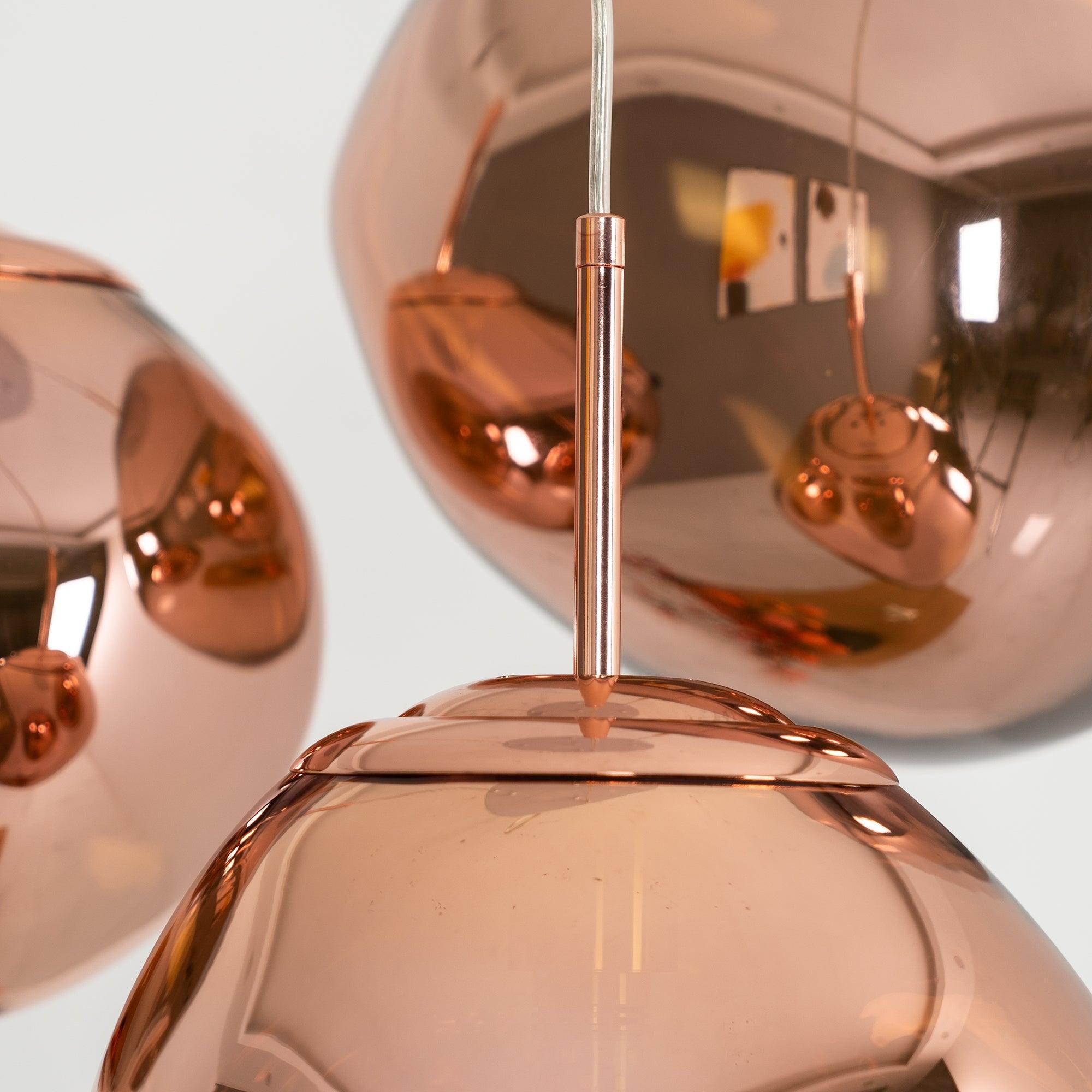 Modern Lava Pendant Lamp 7 in Copper Chrome Gold Ceiling Dining Lighting Mirror Effect Hanging Fixture | Thomler