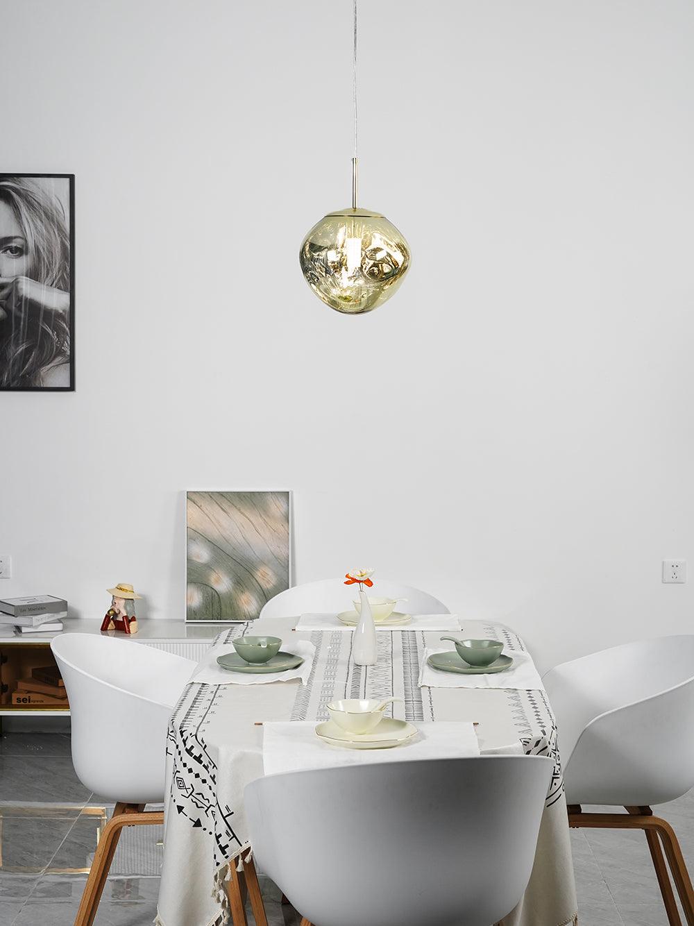 Modern Lava Pendant Lamp 7 in Copper Chrome Gold Ceiling Dining Lighting Mirror Effect Hanging Fixture | Thomler