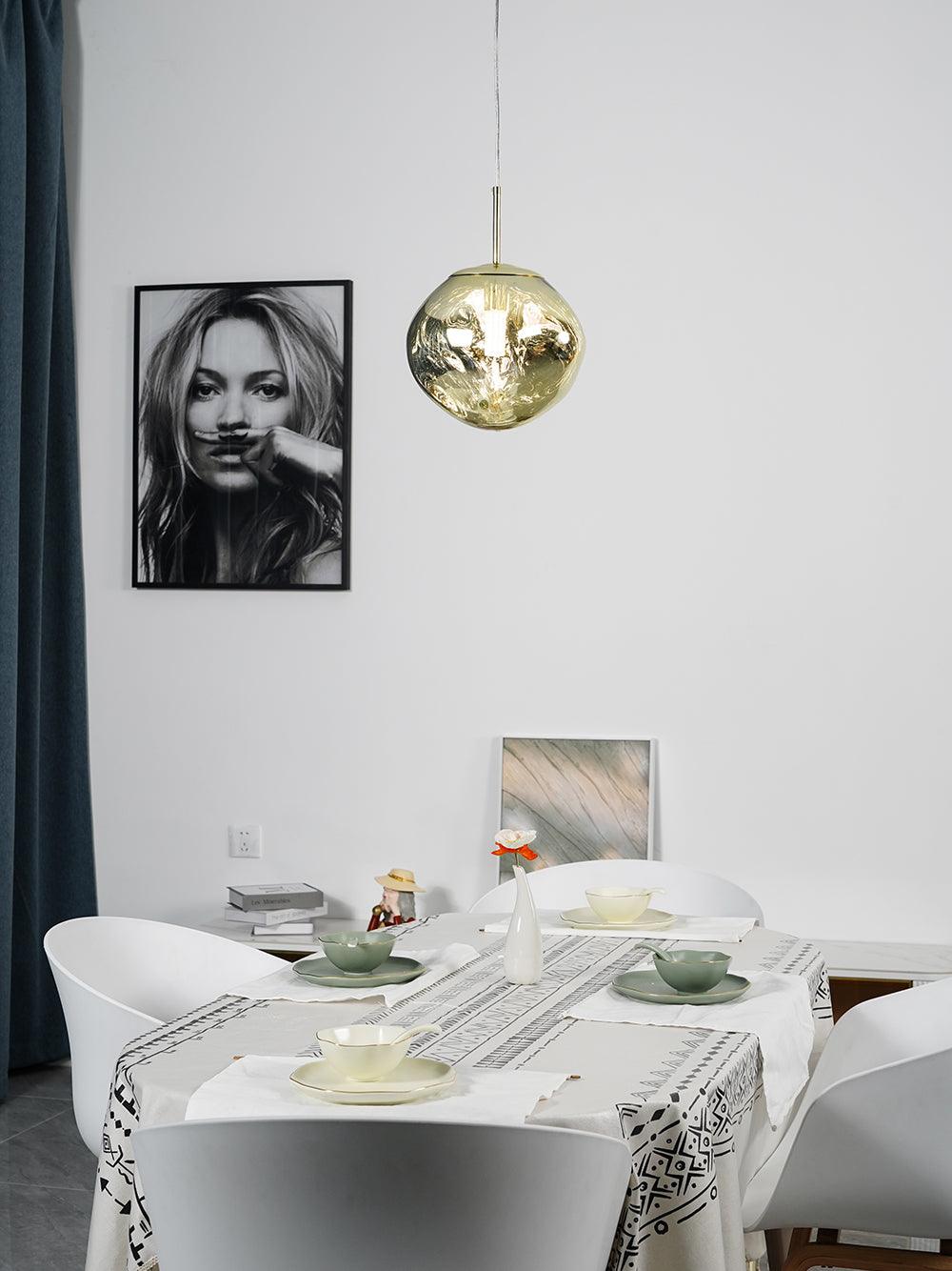 Modern Lava Pendant Lamp 7 in Copper Chrome Gold Ceiling Dining Lighting Mirror Effect Hanging Fixture | Thomler