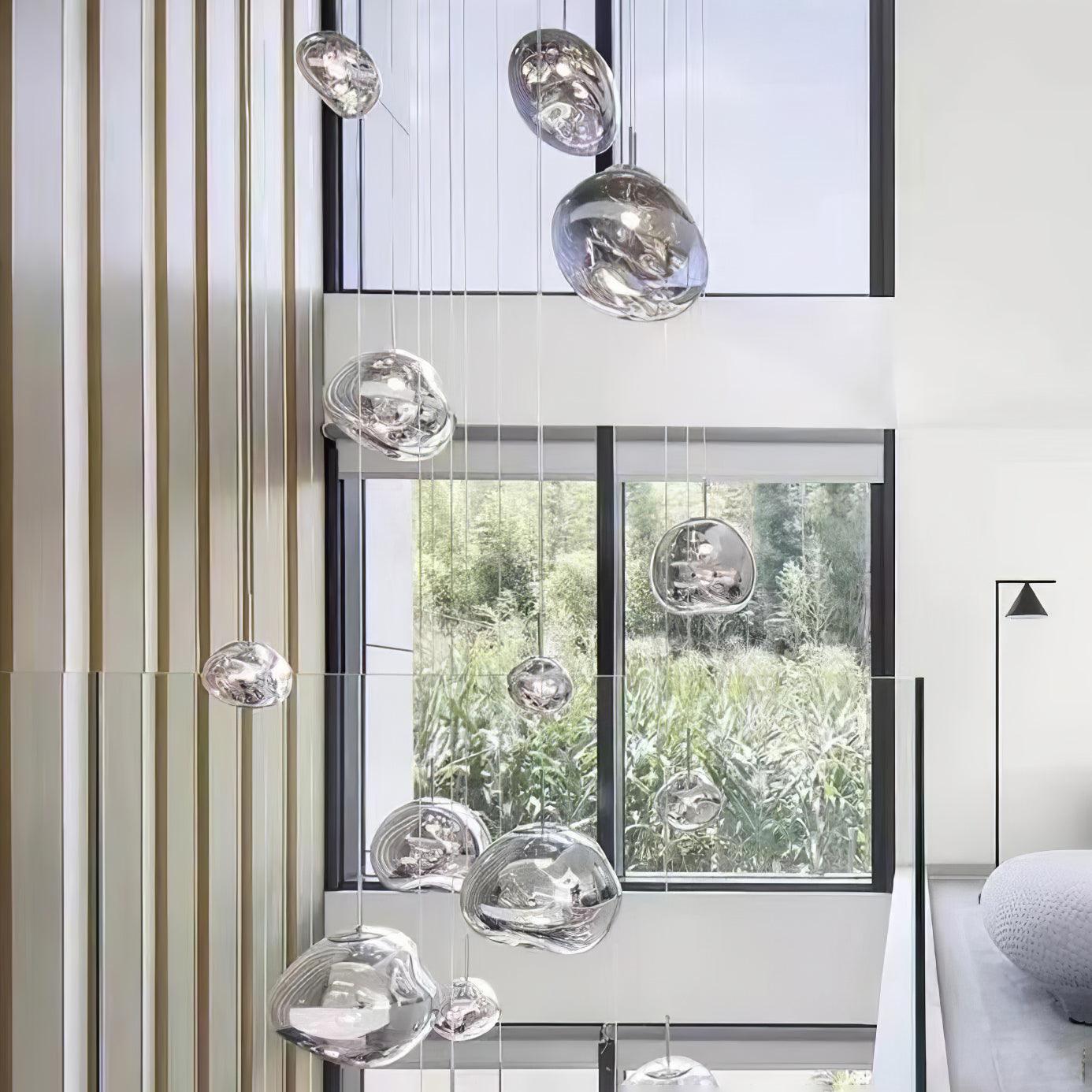 Modern Lava Pendant Lamp 7 in Copper Chrome Gold Ceiling Dining Lighting Mirror Effect Hanging Fixture | Thomler