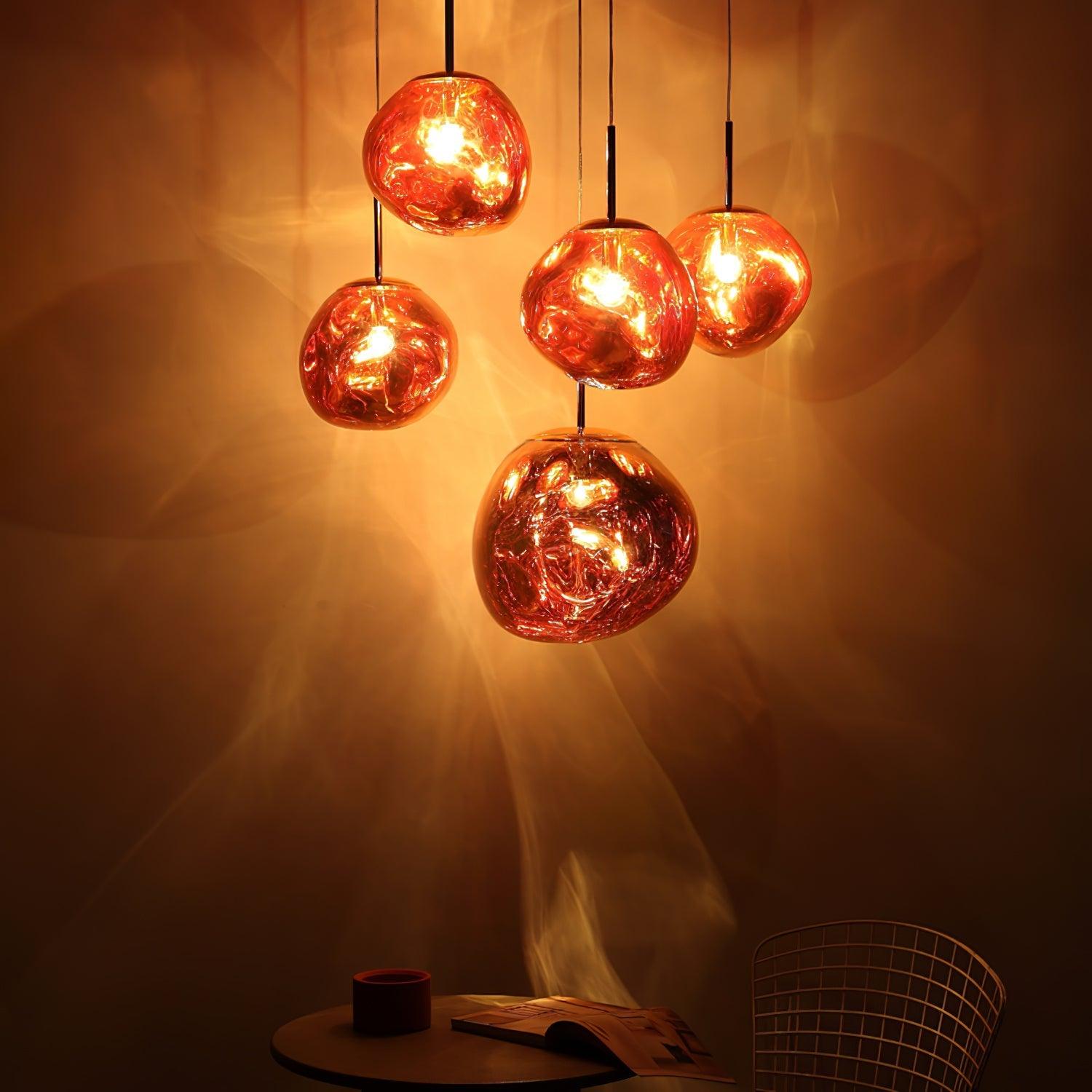 Modern Lava Pendant Lamp 7 in Copper Chrome Gold Ceiling Dining Lighting Mirror Effect Hanging Fixture | Thomler