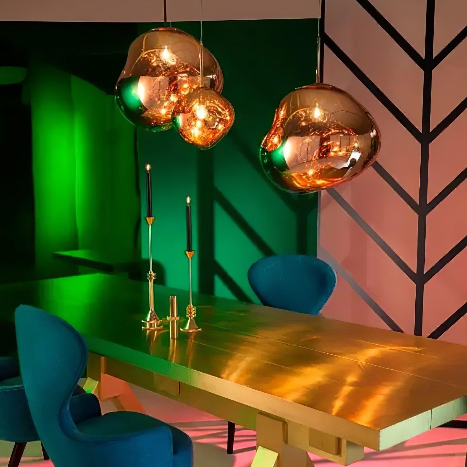 Modern Lava Pendant Lamp 7 in Copper Chrome Gold Ceiling Dining Lighting Mirror Effect Hanging Fixture | Thomler