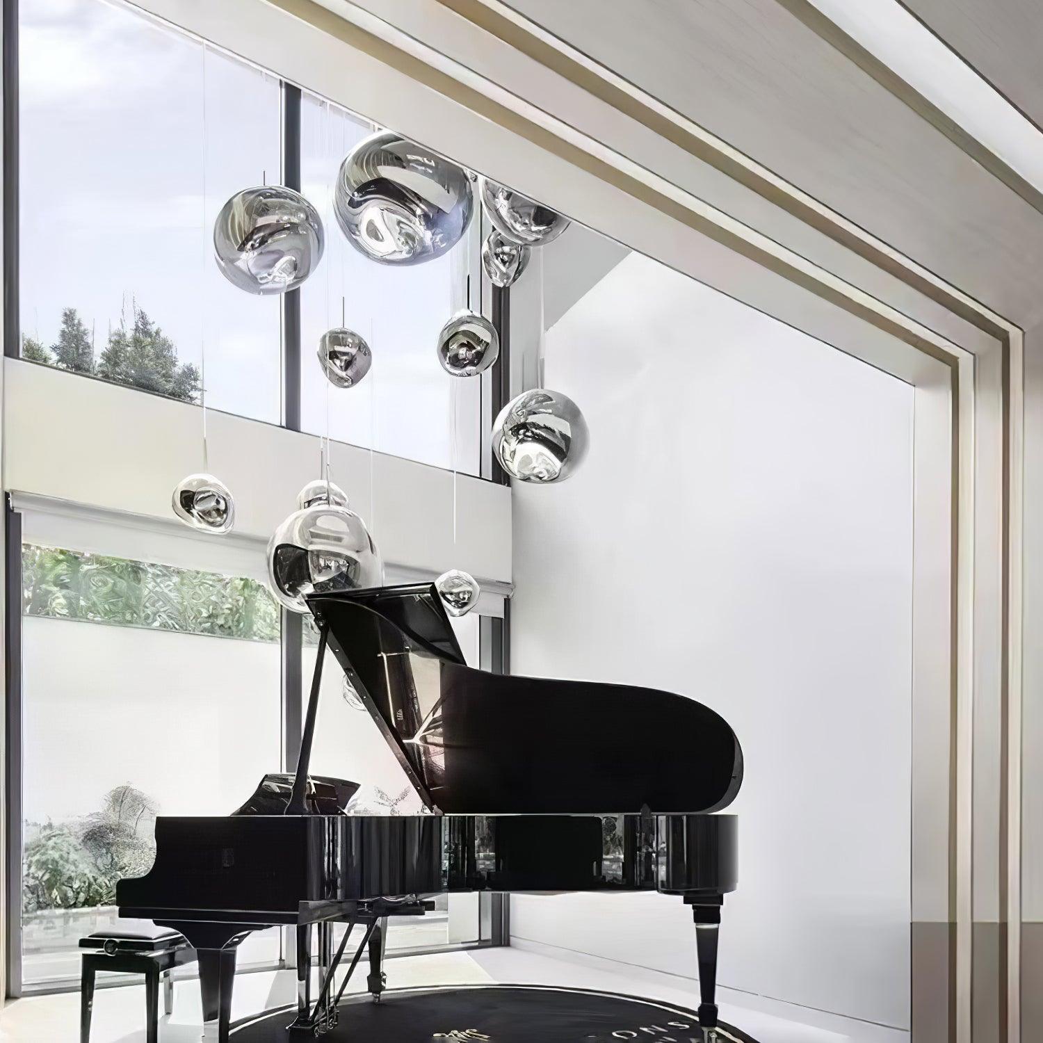 Modern Lava Pendant Lamp 7 in Copper Chrome Gold Ceiling Dining Lighting Mirror Effect Hanging Fixture | Thomler