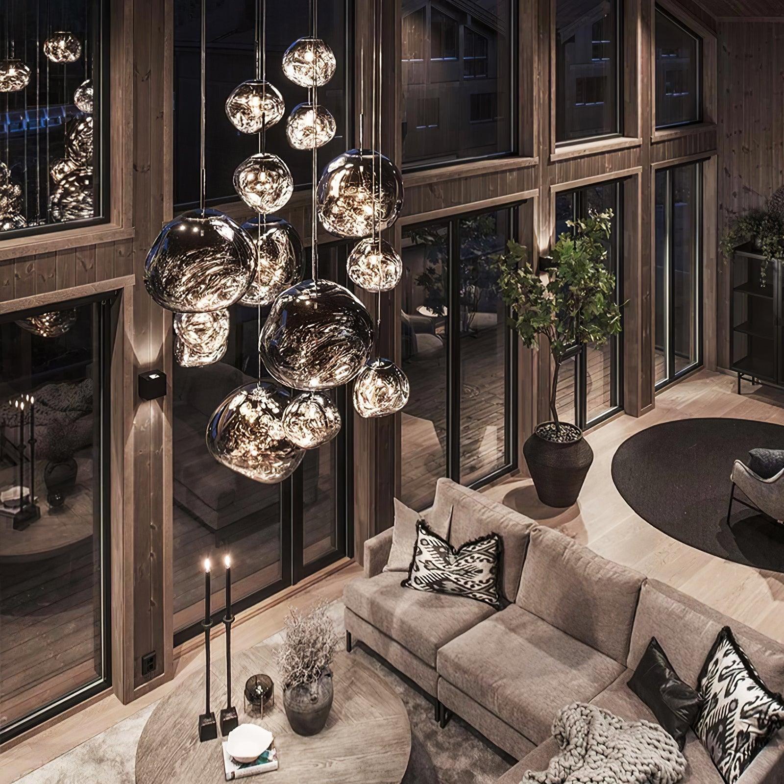 Modern Lava Pendant Lamp 7 in Copper Chrome Gold Ceiling Dining Lighting Mirror Effect Hanging Fixture | Thomler