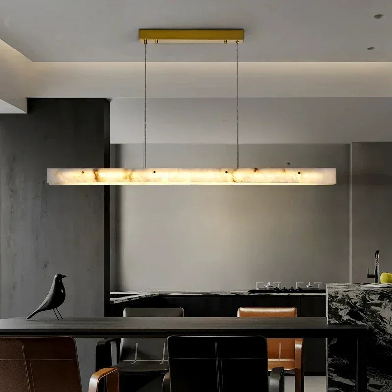 Natural Stone Linear Ceiling Fixture with Dual-Light Design for Dining Room & Kitchen | Thomler