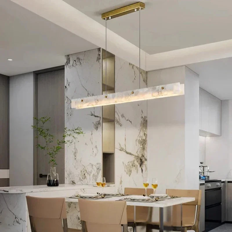 Natural Stone Linear Ceiling Fixture with Dual-Light Design for Dining Room & Kitchen | Thomler