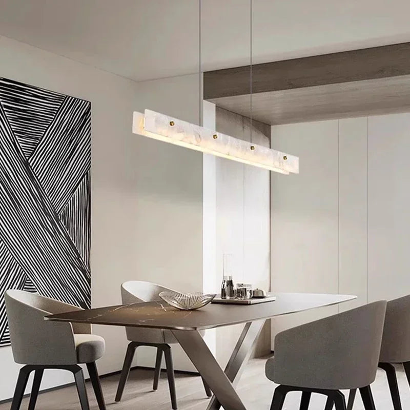 Natural Stone Linear Ceiling Fixture with Dual-Light Design for Dining Room & Kitchen | Thomler