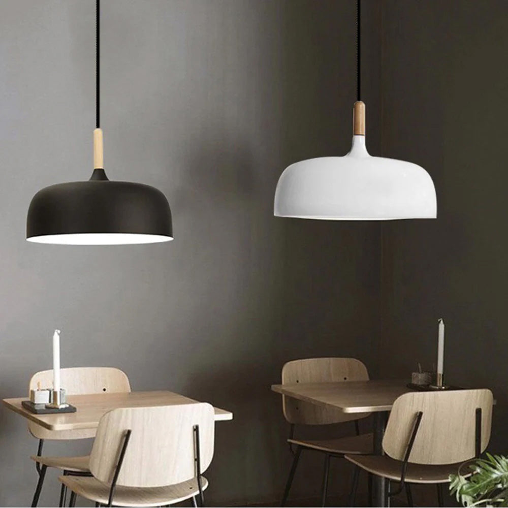 Pendant Light Aluminium Wood 32.0 cm Black Dining Table Kitchen Island Ceiling Lamp | Thomler