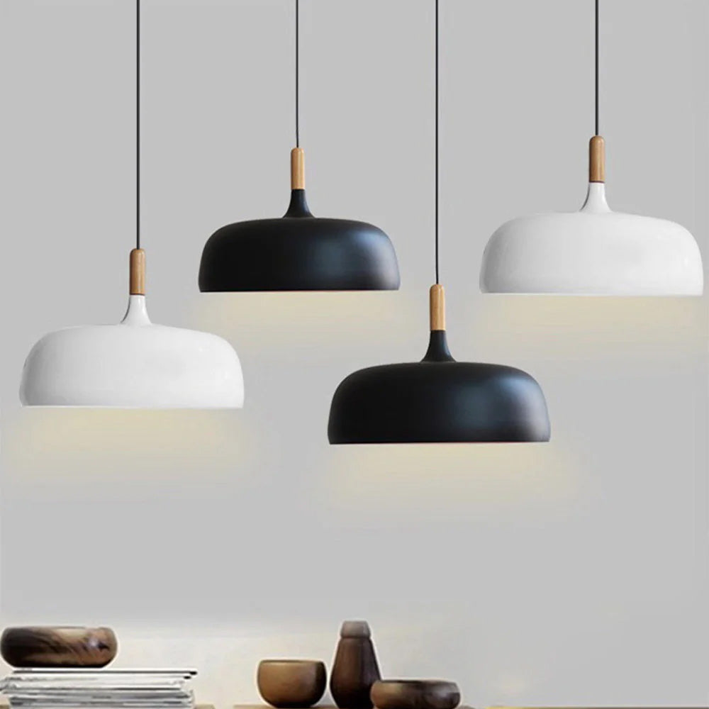 Pendant Light Aluminium Wood 32.0 cm Black Dining Table Kitchen Island Ceiling Lamp | Thomler