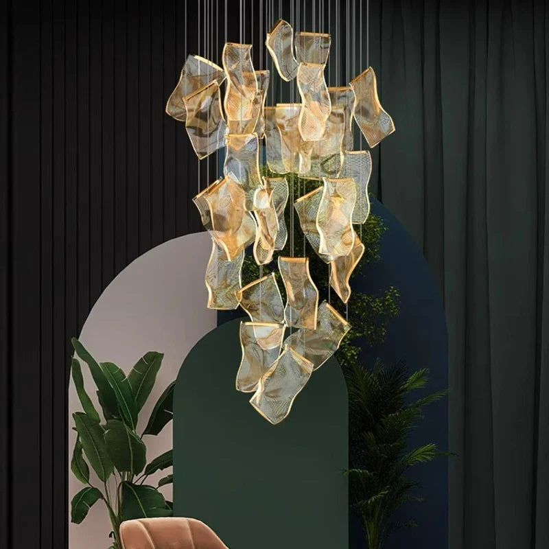 Cascading LED Ceiling Fixture Multi-Tier Adjustable Height Dimmable Metal Acrylic Modern for Dining Room Foyer Master Suite Hotel Lobby | Thomler