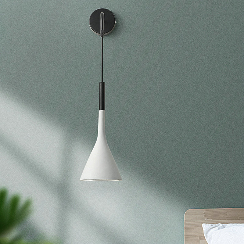 Mid-Century Hardwired Wall Sconce with Drop Cord – Adjustable Metal Shade for Bedroom, Nursery, Living Room, Hallway – Modern Nordic Fixture | Thomler