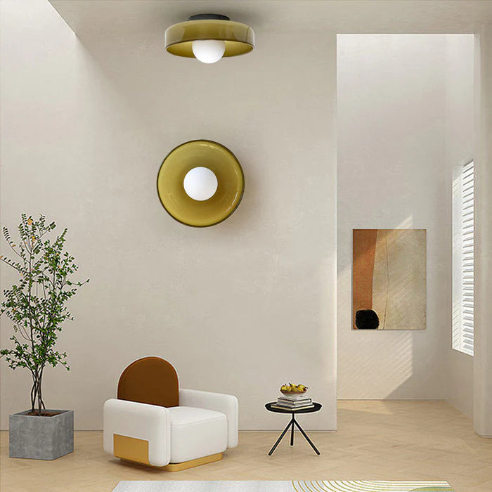 Flush Mount LED Ceiling Light Glass & Metal Dome for Bedrooms, Living Rooms, Hallways | Dual-Mount Wall or Ceiling | Thomler