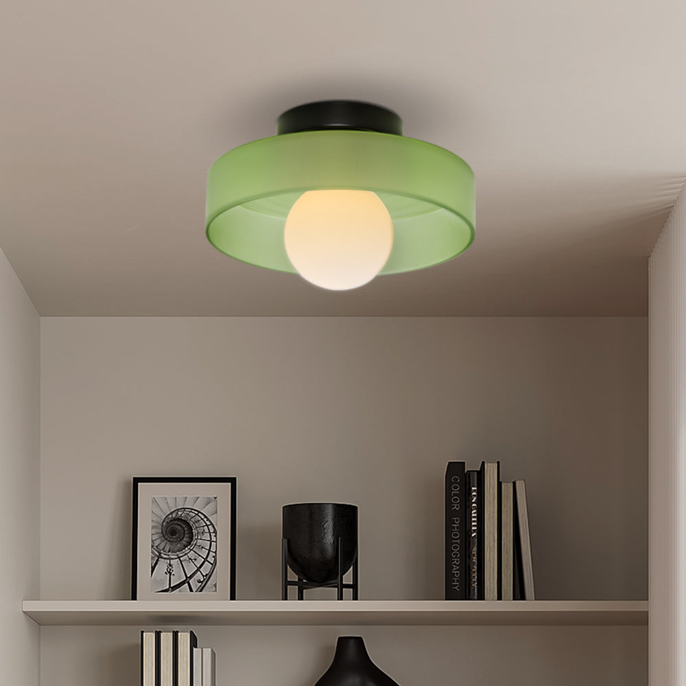 Flush Mount LED Ceiling Light Glass & Metal Dome for Bedrooms, Living Rooms, Hallways | Dual-Mount Wall or Ceiling | Thomler