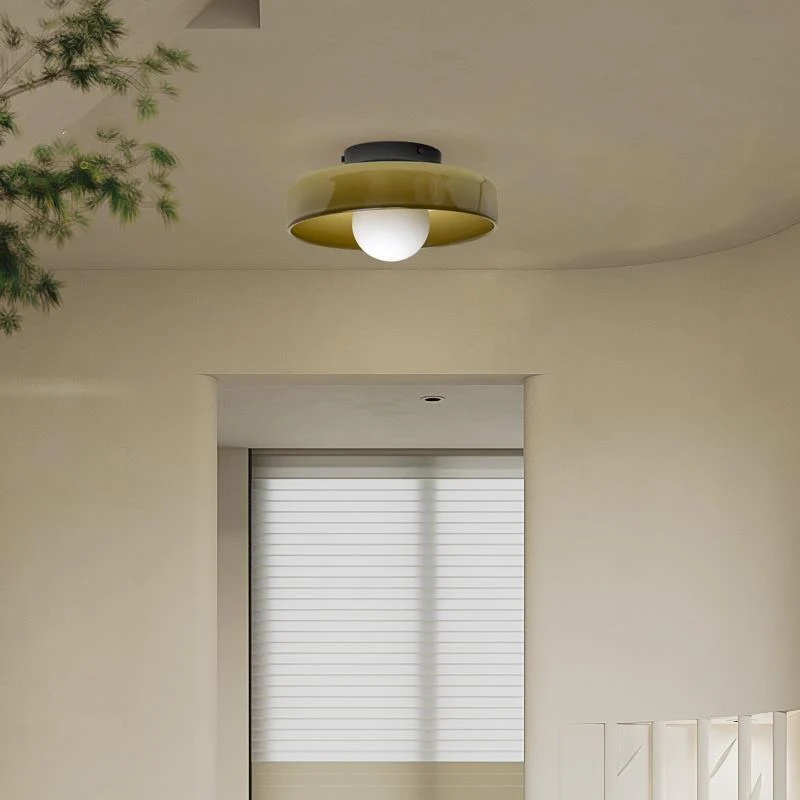 Flush Mount LED Ceiling Light Glass & Metal Dome for Bedrooms, Living Rooms, Hallways | Dual-Mount Wall or Ceiling | Thomler