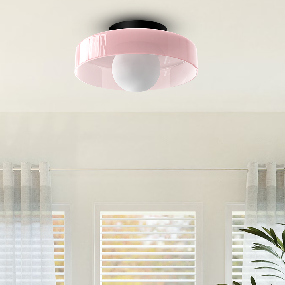 Flush Mount LED Ceiling Light Glass & Metal Dome for Bedrooms, Living Rooms, Hallways | Dual-Mount Wall or Ceiling | Thomler