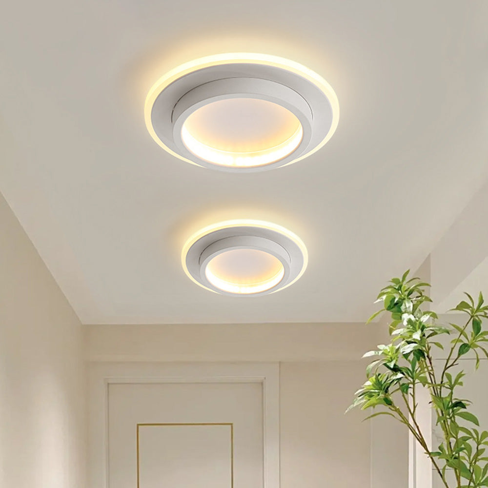 Round Flush Mount LED Ceiling Light 8 in or 9 in Dimmable Iron Acrylic for Bedroom Hallway Kitchen Bathroom Modern Low Profile Fixture | Thomler