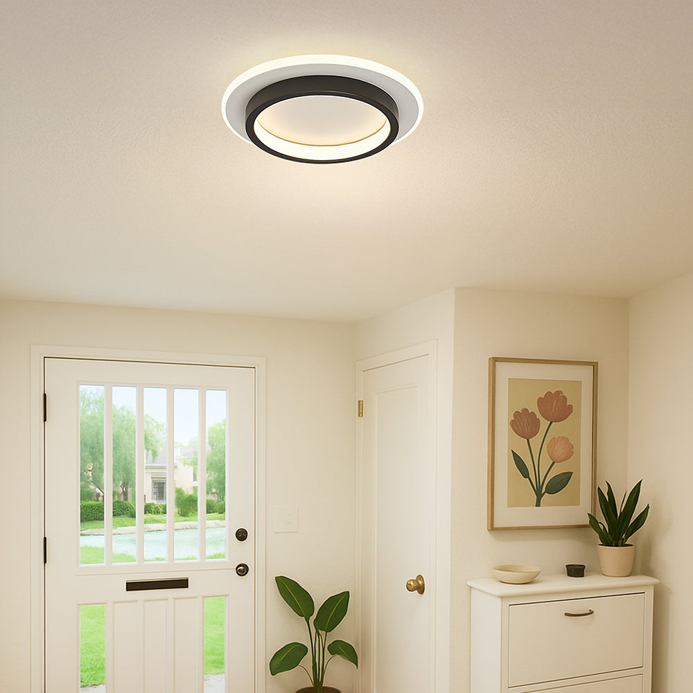 Round Flush Mount LED Ceiling Light 8 in or 9 in Dimmable Iron Acrylic for Bedroom Hallway Kitchen Bathroom Modern Low Profile Fixture | Thomler