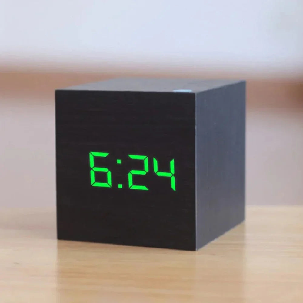 Cube Digital Alarm Clock – Time, Date & Temperature Display with Auto Dim | Thomler