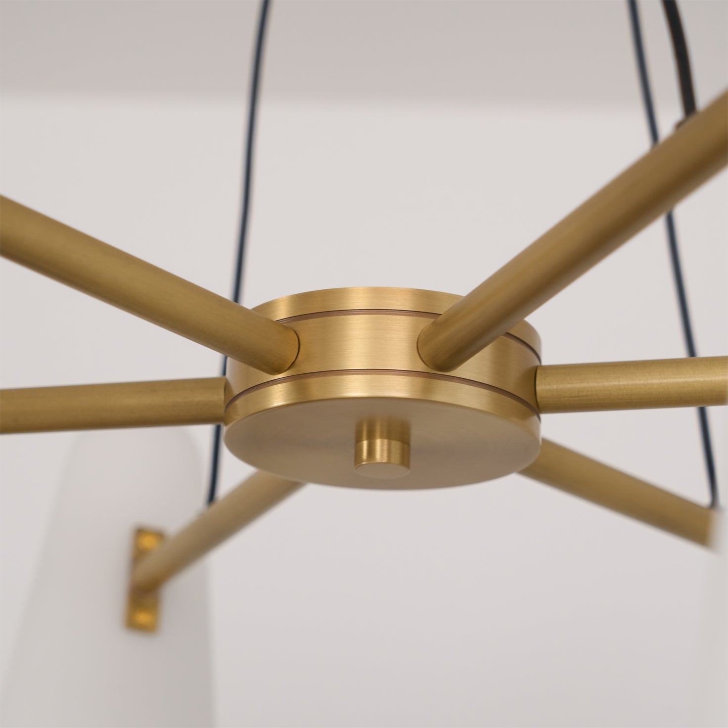 Chandelier Brass 31.5 in Ceiling Light White Glass Dining Room Living Room Fixture 6-8 Heads Adjustable Length | Thomler