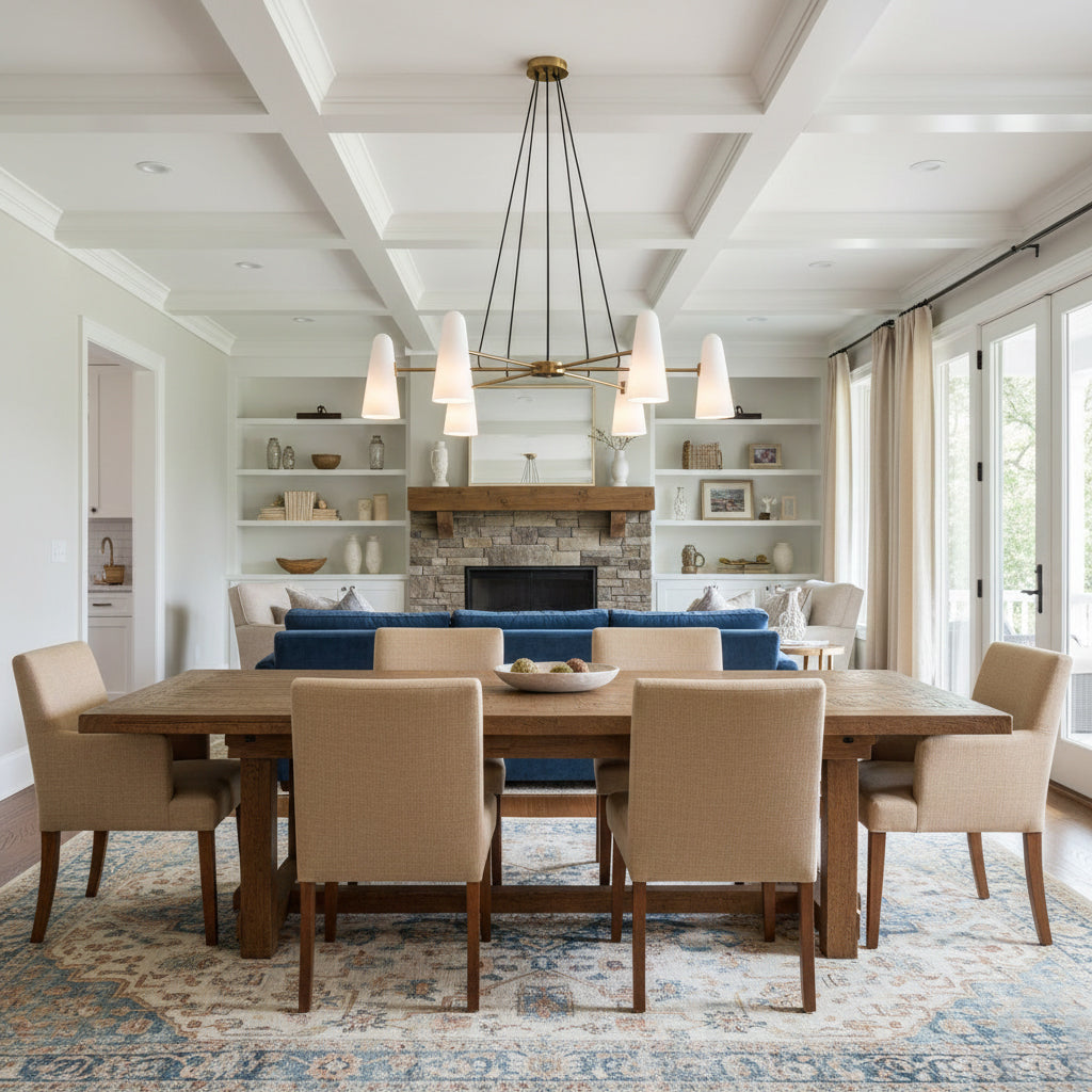 Chandelier Brass 31.5 in Ceiling Light White Glass Dining Room Living Room Fixture 6-8 Heads Adjustable Length | Thomler