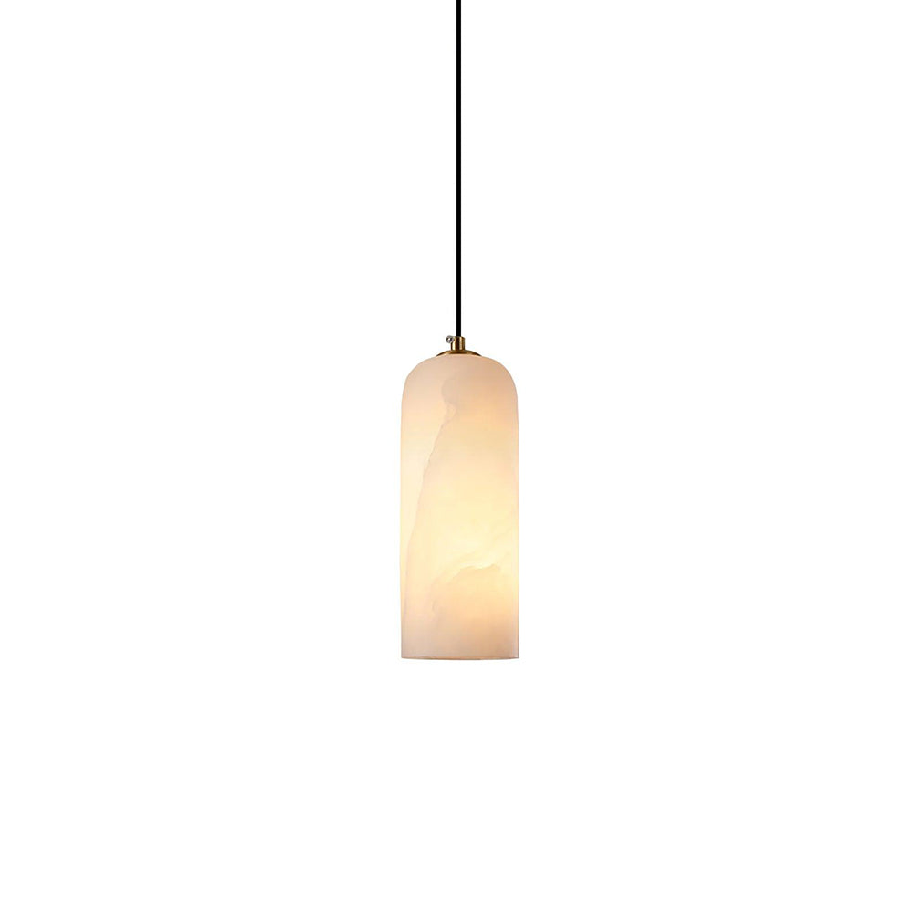 Pendant Light Alabaster Stone 9.8 in White Kitchen Island Dining Hanging Ceiling Lamp Minimalist Nordic Brass Accent | Thomler