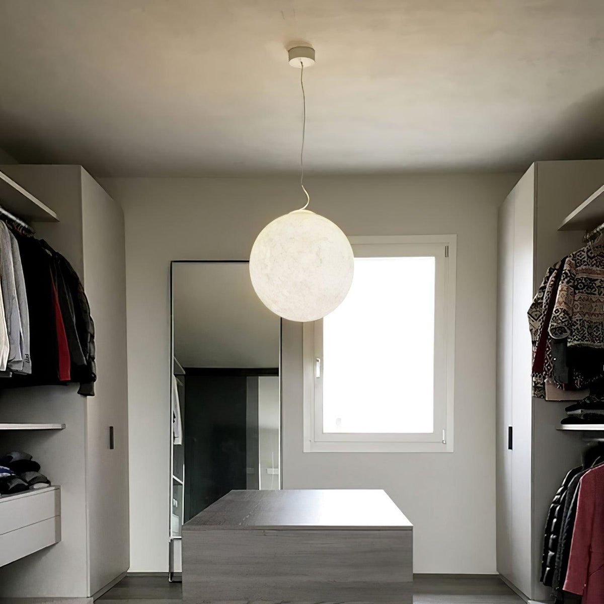Spherical White Moon Pendant Light – Modern Hanging Globe for Bedroom, Dining Room & Living Room | Thomler