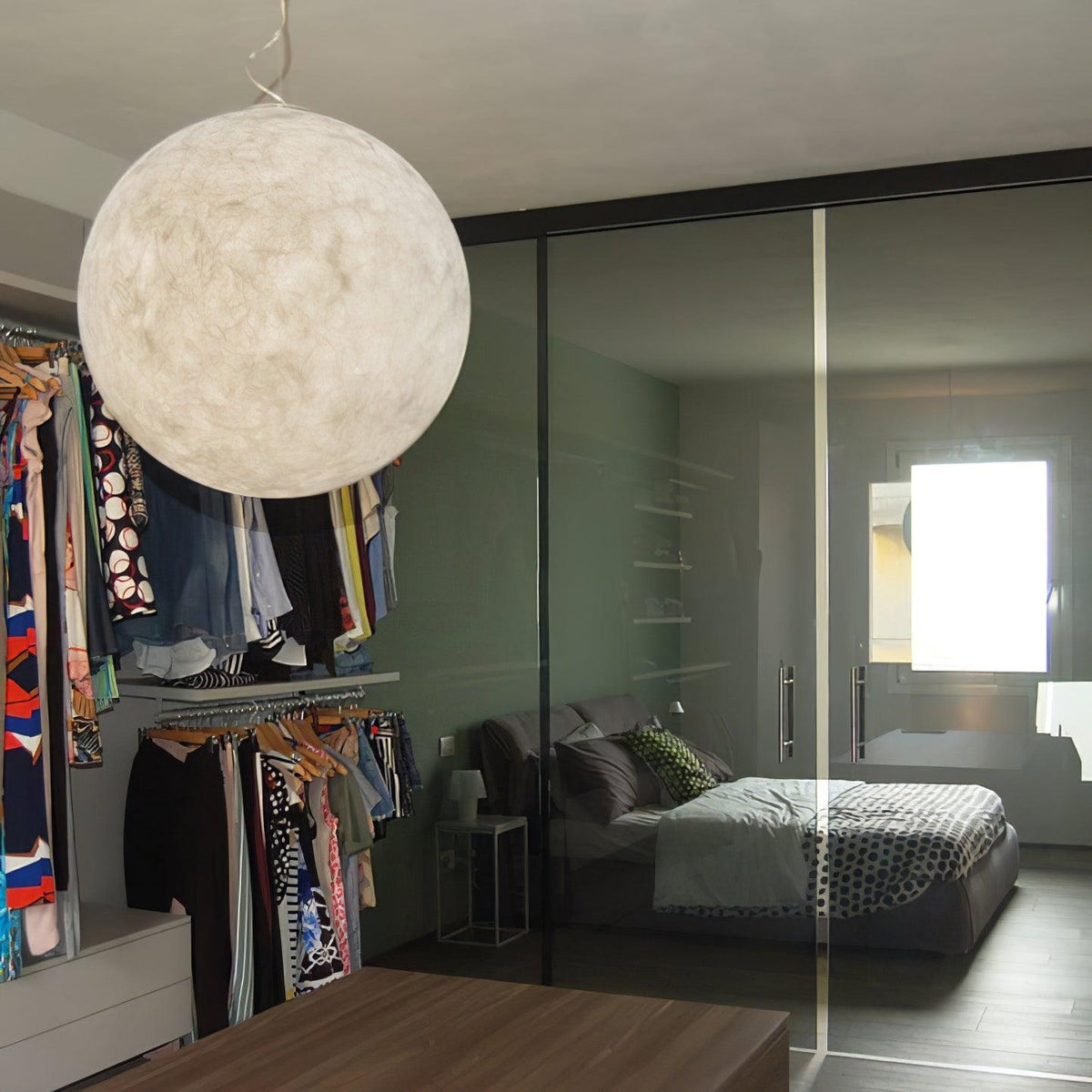 Spherical White Moon Pendant Light – Modern Hanging Globe for Bedroom, Dining Room & Living Room | Thomler
