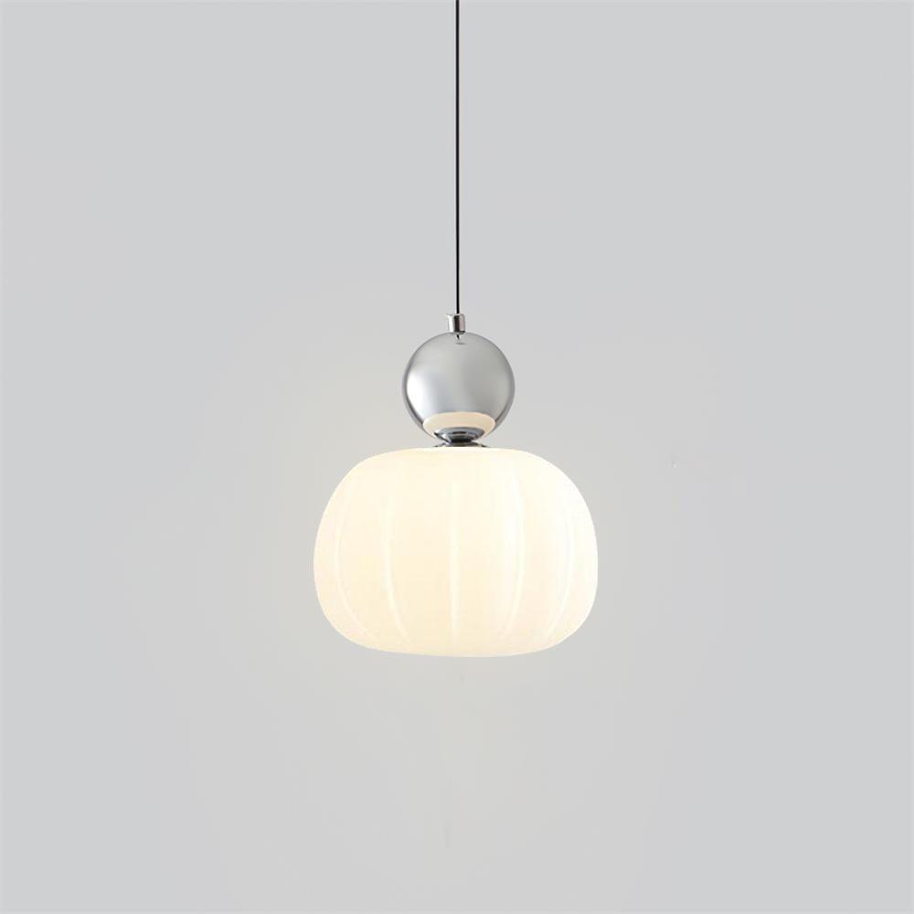 Pendant Light Acrylic Pumpkin Shade 5.5 in White Dining Room Bedroom Hanging Ceiling Fixture Adjustable Cord | Thomler