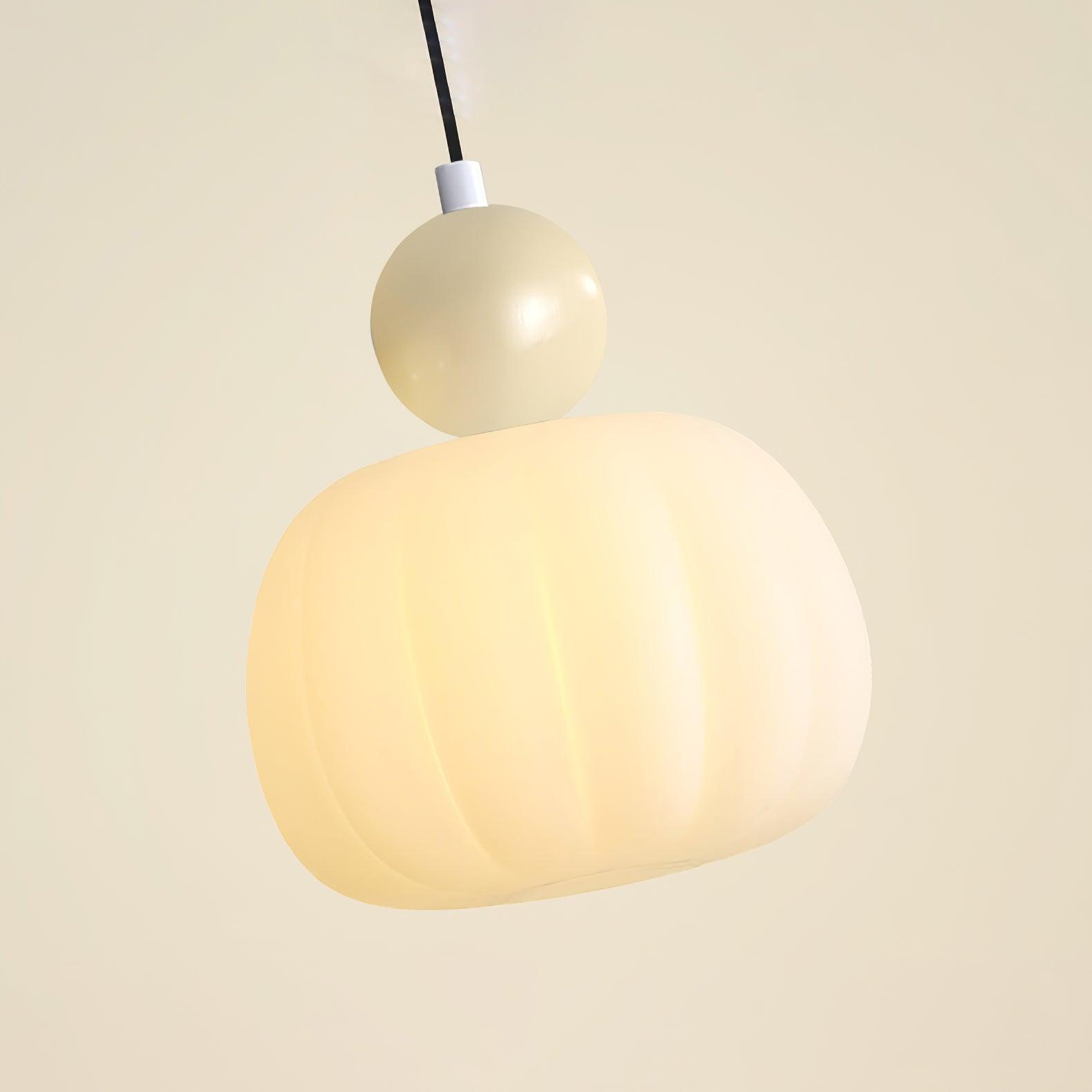 Pendant Light Acrylic Pumpkin Shade 5.5 in White Dining Room Bedroom Hanging Ceiling Fixture Adjustable Cord | Thomler